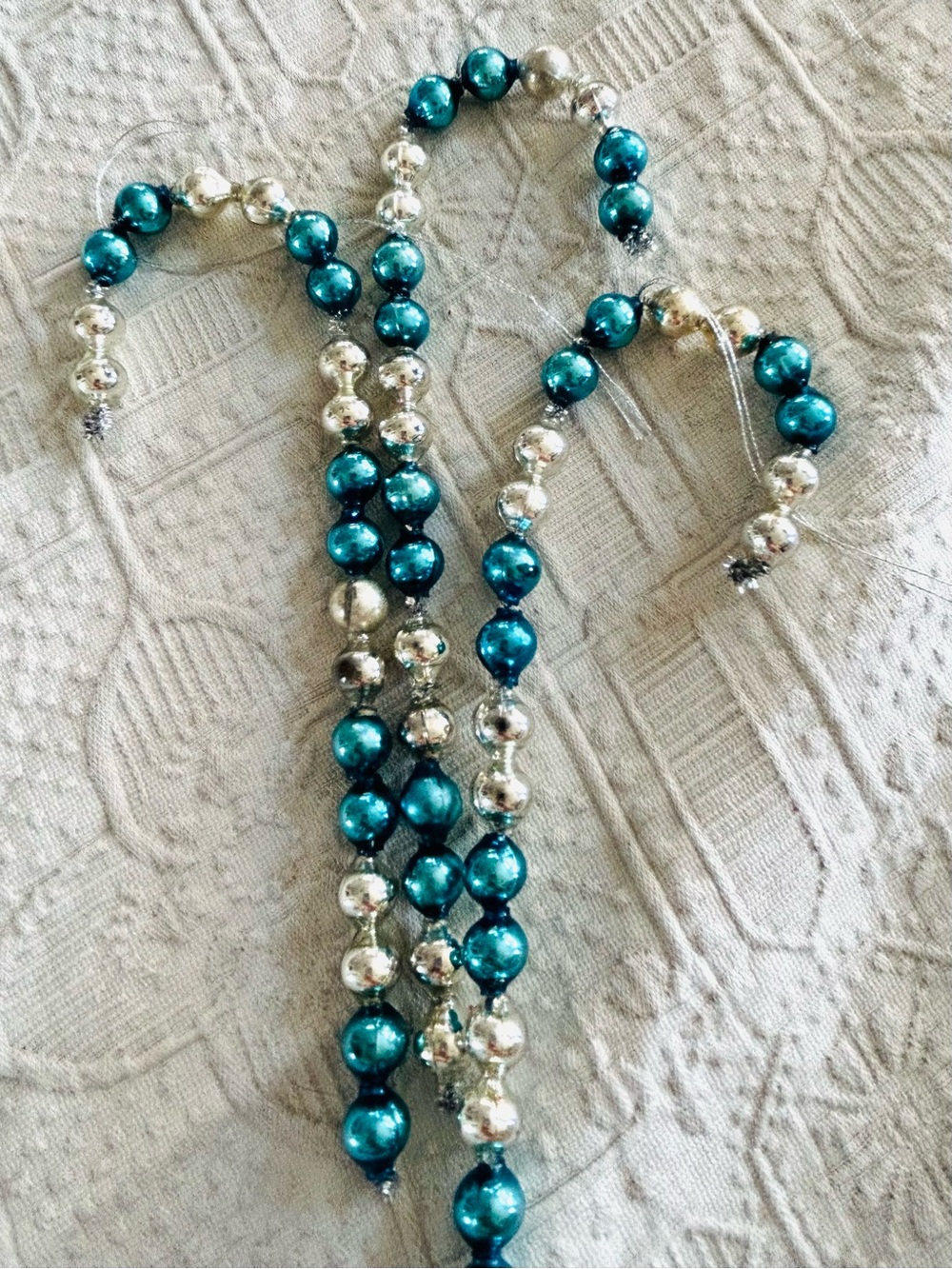 🎄 Vintage repurposed mercury glass bead candy cane holiday Christmas ornaments